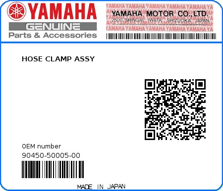 Product image: Yamaha - 90450-50005-00 - HOSE CLAMP ASSY  0