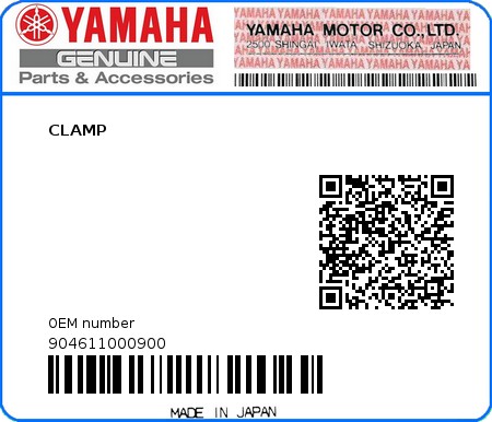 Product image: Yamaha - 904611000900 - CLAMP  0
