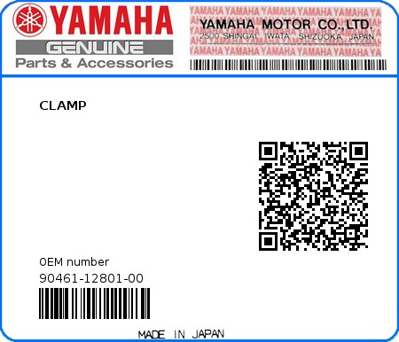 Product image: Yamaha - 90461-12801-00 - CLAMP  0