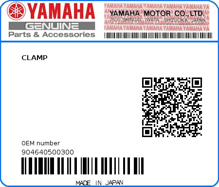 Product image: Yamaha - 904640500300 - CLAMP  0