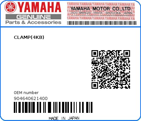 Product image: Yamaha - 904640621400 - CLAMP(4KB)  0