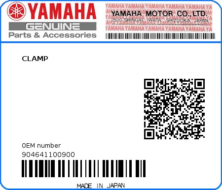 Product image: Yamaha - 904641100900 - CLAMP  0