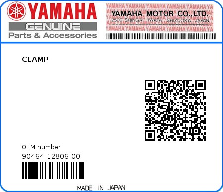 Product image: Yamaha - 90464-12806-00 - CLAMP  0