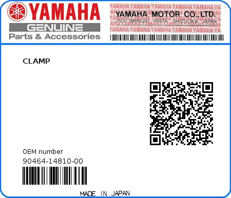 Product image: Yamaha - 90464-14810-00 - CLAMP  0