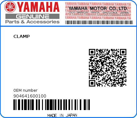 Product image: Yamaha - 904641600100 - CLAMP  0