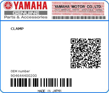 Product image: Yamaha - 904644400200 - CLAMP  0