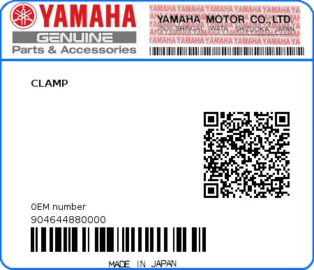 Product image: Yamaha - 904644880000 - CLAMP  0