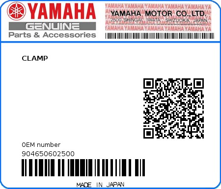 Product image: Yamaha - 904650602500 - CLAMP  0