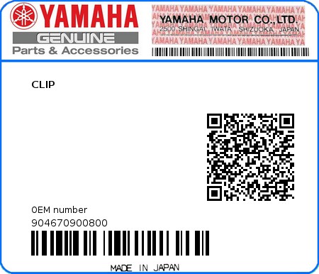 Product image: Yamaha - 904670900800 - CLIP  0