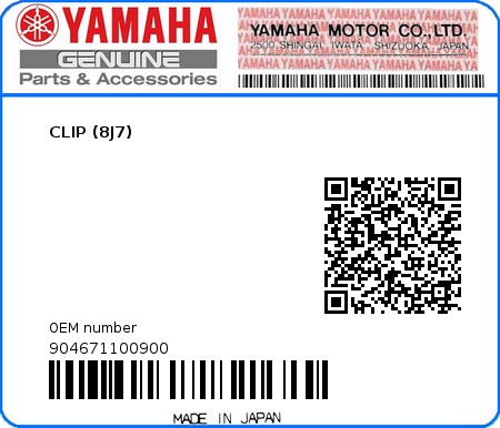 Product image: Yamaha - 904671100900 - CLIP (8J7)  0