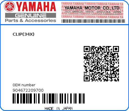 Product image: Yamaha - 904672209700 - CLIP(34X)  0
