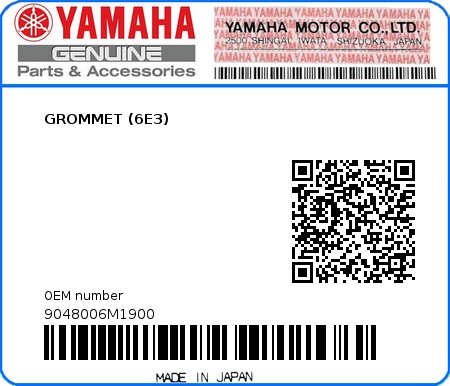 Product image: Yamaha - 9048006M1900 - GROMMET (6E3)  0