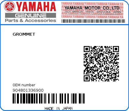 Product image: Yamaha - 904801336900 - GROMMET  0