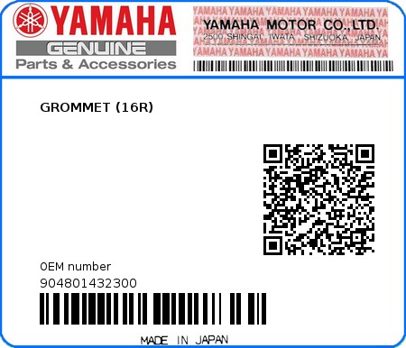 Product image: Yamaha - 904801432300 - GROMMET (16R)  0