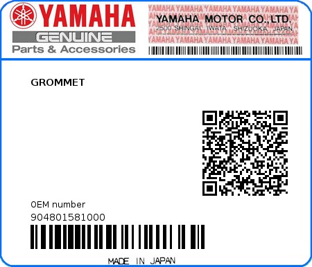 Product image: Yamaha - 904801581000 - GROMMET  0
