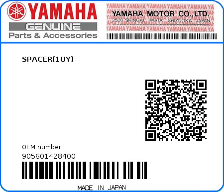 Product image: Yamaha - 905601428400 - SPACER(1UY)  0