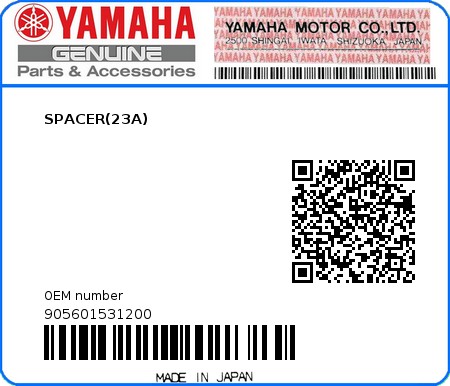 Product image: Yamaha - 905601531200 - SPACER(23A)  0