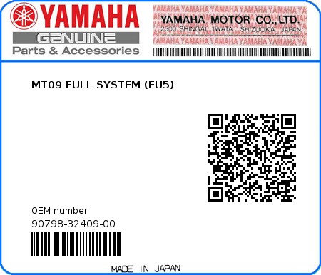 Product image: Yamaha - 90798-32409-00 - MT09 FULL SYSTEM (EU5)  0