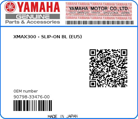 Product image: Yamaha - 90798-33476-00 - XMAX300 - SLIP-ON BL (EU5)  0
