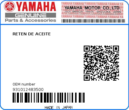 Product image: Yamaha - 931012483500 - RETEN DE ACEITE  0