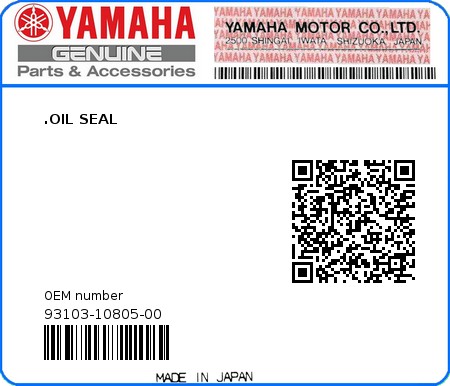 Product image: Yamaha - 93103-10805-00 - .OIL SEAL  0