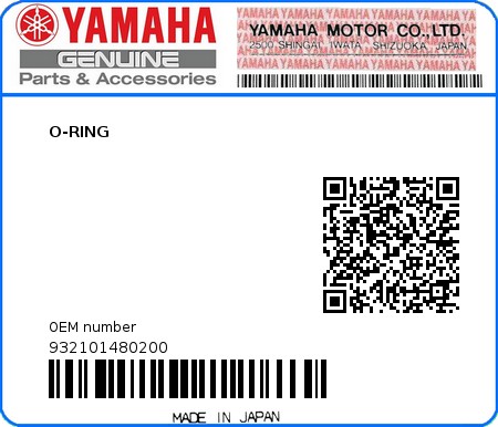 Product image: Yamaha - 932101480200 - O-RING  0