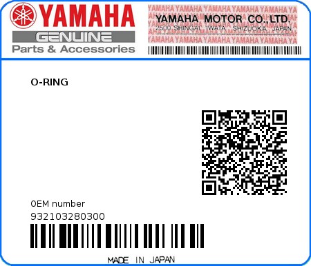 Product image: Yamaha - 932103280300 - O-RING  0
