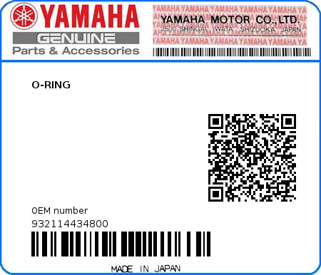 Product image: Yamaha - 932114434800 - O-RING   0