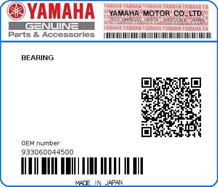 Product image: Yamaha - 933060044500 - BEARING  0