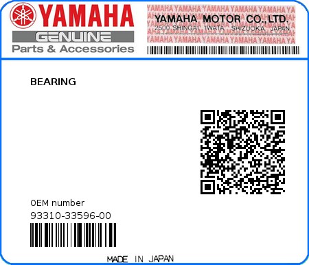 Product image: Yamaha - 93310-33596-00 - BEARING  0