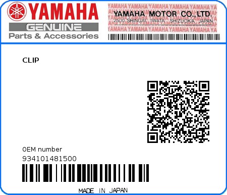 Product image: Yamaha - 934101481500 - CLIP  0