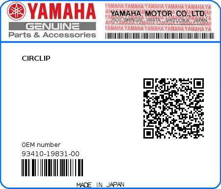 Product image: Yamaha - 93410-19831-00 - CIRCLIP  0