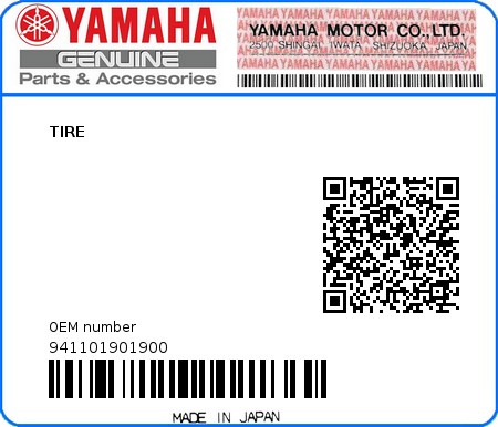 Product image: Yamaha - 941101901900 - TIRE  0