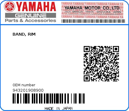 Product image: Yamaha - 943201908900 - BAND, RIM  0