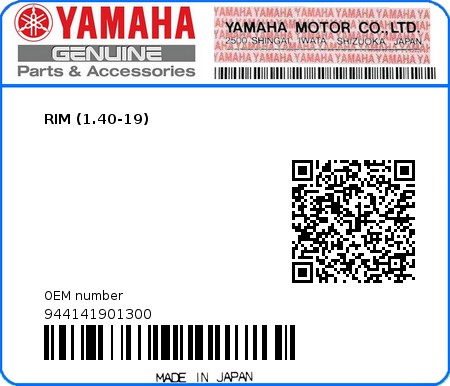 Product image: Yamaha - 944141901300 - RIM (1.40-19)  0