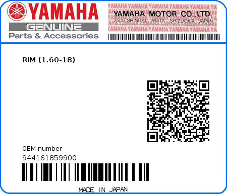 Product image: Yamaha - 944161859900 - RIM (1.60-18)  0