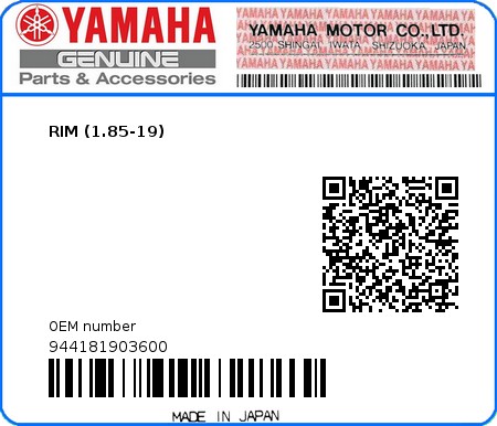Product image: Yamaha - 944181903600 - RIM (1.85-19)  0