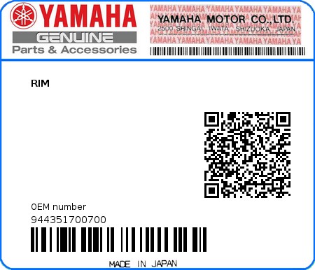 Product image: Yamaha - 944351700700 - RIM  0