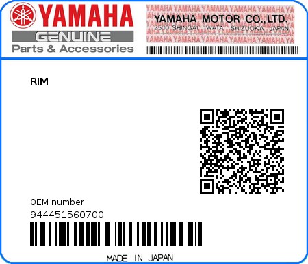 Product image: Yamaha - 944451560700 - RIM  0