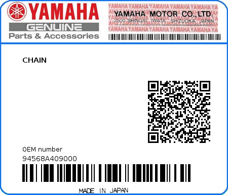 Product image: Yamaha - 94568A409000 - CHAIN  0