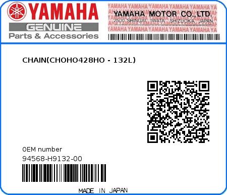 Product image: Yamaha - 94568-H9132-00 - CHAIN(CHOHO428HO - 132L)  0