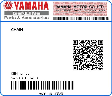 Product image: Yamaha - 945916113400 - CHAIN  0