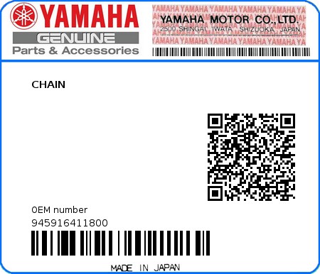 Product image: Yamaha - 945916411800 - CHAIN  0