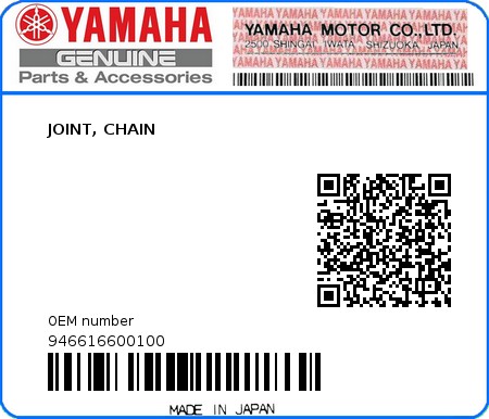 Product image: Yamaha - 946616600100 - JOINT, CHAIN  0