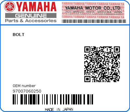 Product image: Yamaha - 97007060250 - BOLT  0