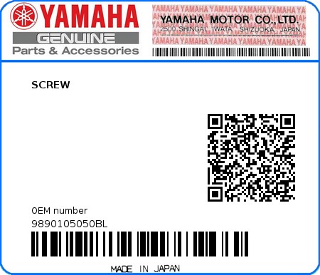 Product image: Yamaha - 9890105050BL - SCREW   0