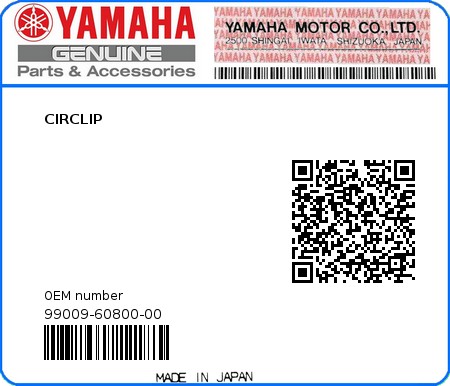 Product image: Yamaha - 99009-60800-00 - CIRCLIP  0