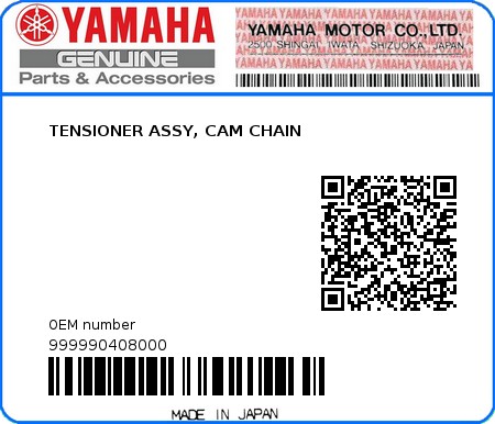 Product image: Yamaha - 999990408000 - TENSIONER ASSY, CAM CHAIN  0