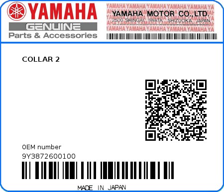 Product image: Yamaha - 9Y3872600100 - COLLAR 2  0