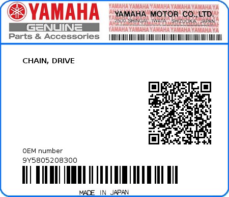 Product image: Yamaha - 9Y5805208300 - CHAIN, DRIVE  0